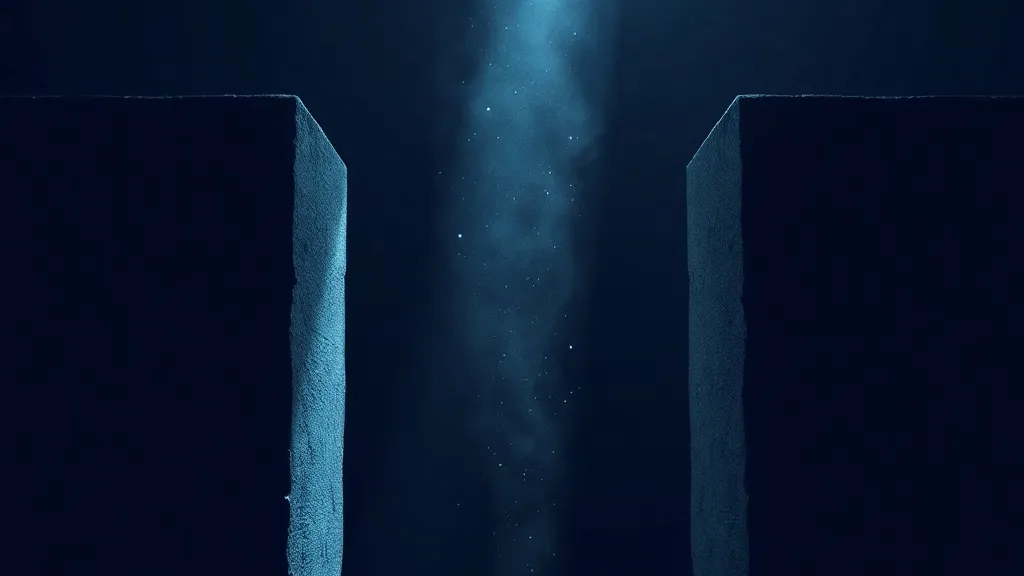 A narrow beam of light passing through a gap between two stone slabs, symbolizing a regulatory exemption under pressure.