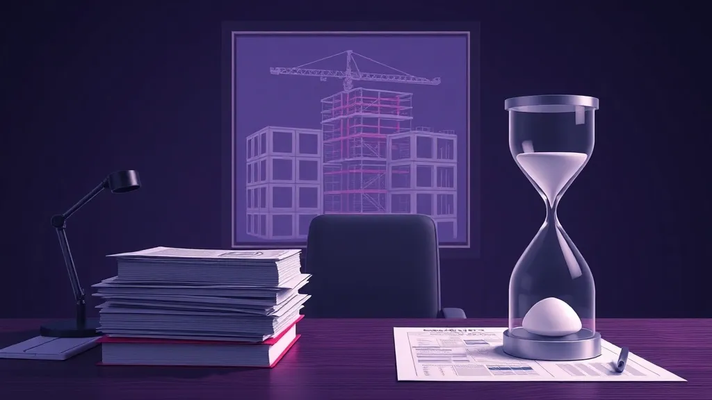 A regulator's desk piled with paper trial records next to a blueprint of an AI data center visible through the window, illustrating the gap between infrastructure investment and regulatory evidence capacity.