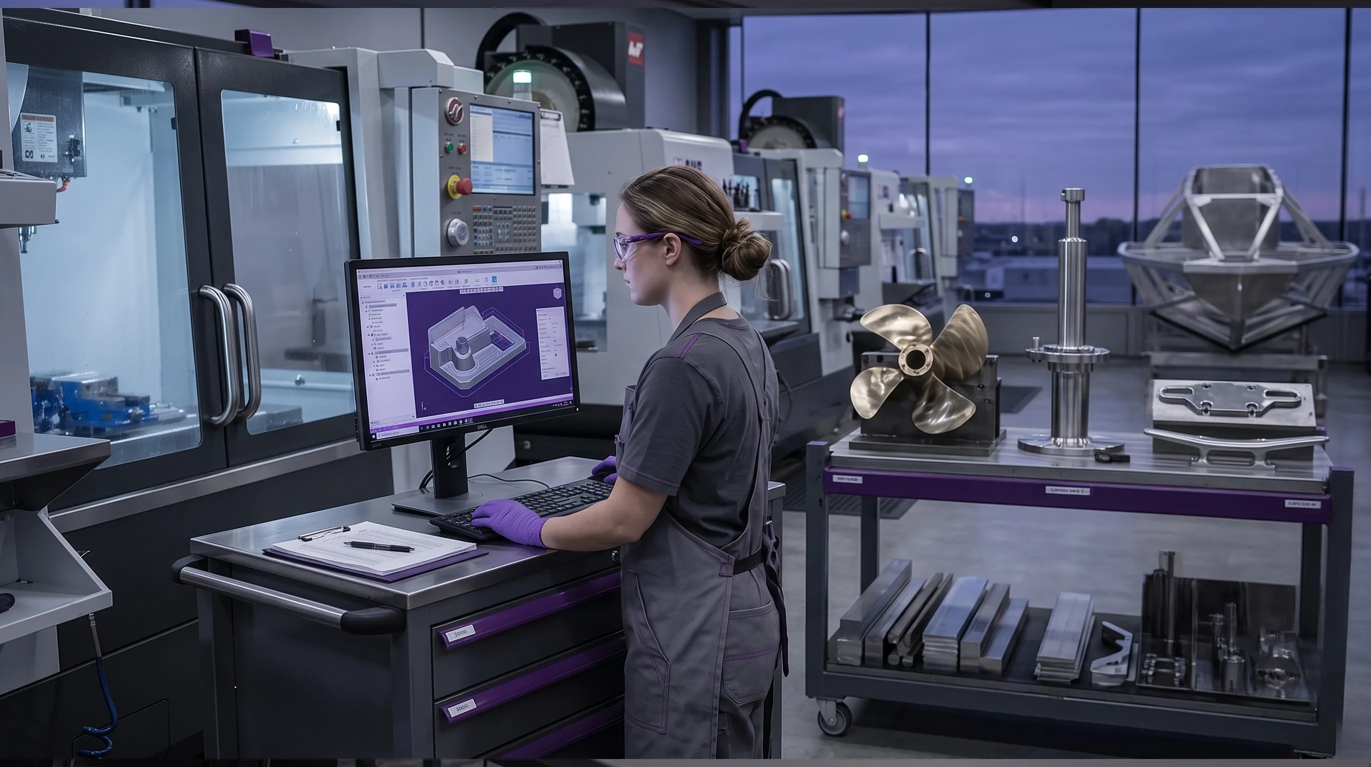 A community-college machine-shop and CNC training lab