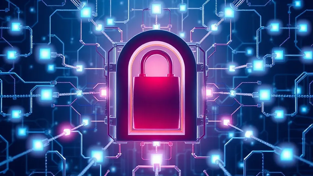 Abstract image of a mechanical gate within a glowing network of pathways, some open and some sealed, symbolizing controlled change management.